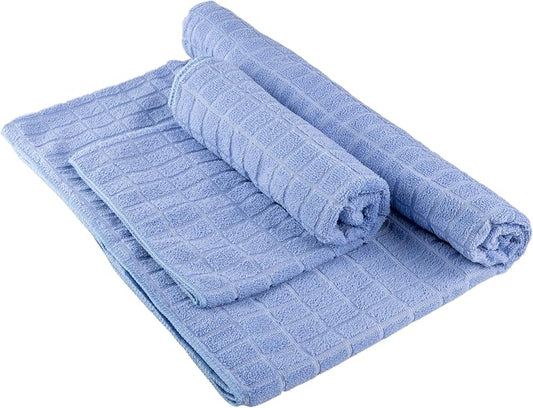 Yoga Mat Towel and Gym Towel Set - 2-Piece Non Slip Set for Hot Yoga, Pilates, and Gym - 72” x 24” Sweat Absorbent and Quick Drying Blanket with Corner Pockets for Mats by Wakeman (Blue)