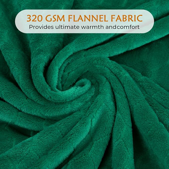 Fleece Blanket Super Soft Cozy Throw Blanket 50" x 60", Lightweight Fuzzy Comfy Textured Flannel Blanket Warm Plush Throw Blankets for Couch, Sofa, Bed, Emerald