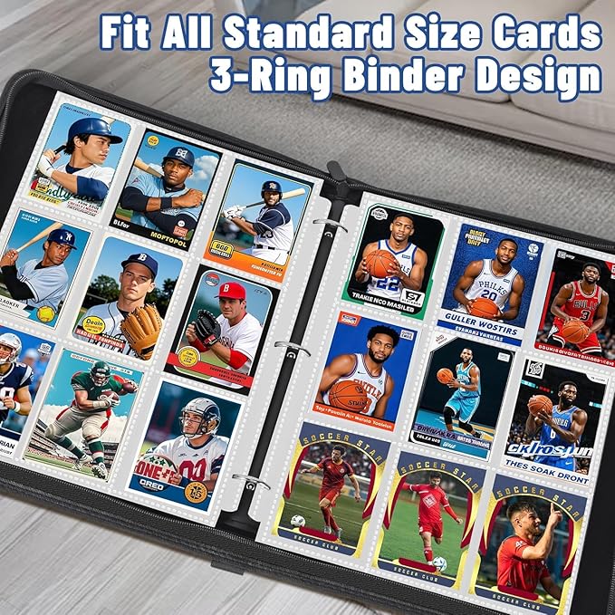 7200 Pockets Trading Card Binder Sleeves, Baseball Card Sleeves Fit for Standard Size Sport Cards, Baseball Card Holder for 3 Ring Binder