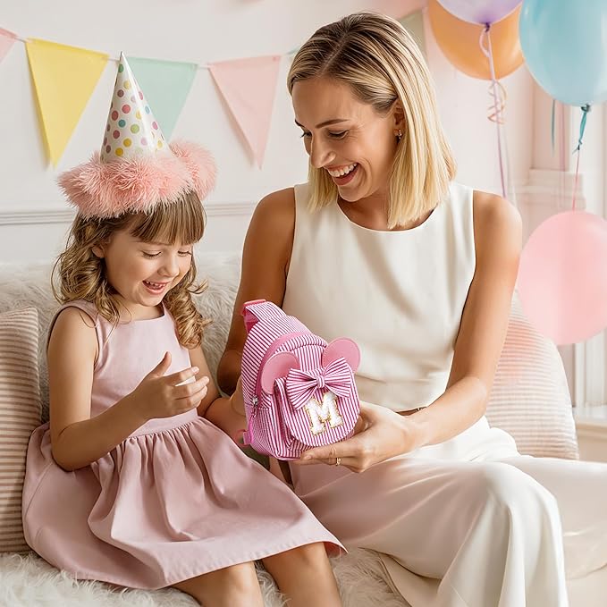 QLOVEA Sling Bag for Kids, Birthday Gifts for Little Girl, Small Cute Bag for Little Girls Kids, Initial Small Sling Bags for Girl Kid Daughter (Pink I)