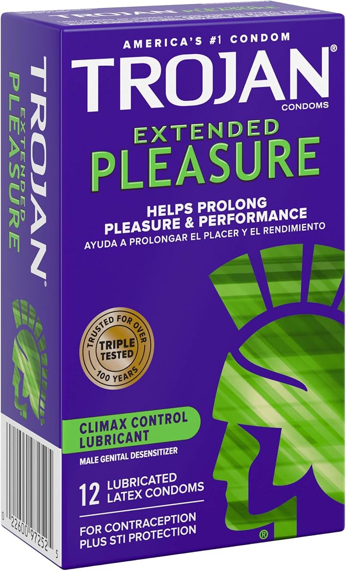 TROJAN Extended Pleasure Condoms | Climax Control | 12 Count | Pack of 2