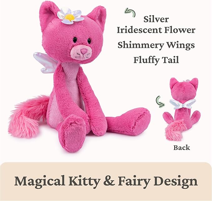 GUND Take Along Friends, Maeve Rose Fairy Cat Plush Toy, Cat Stuffed Animal for Ages 1 and Up, Pink, 15”