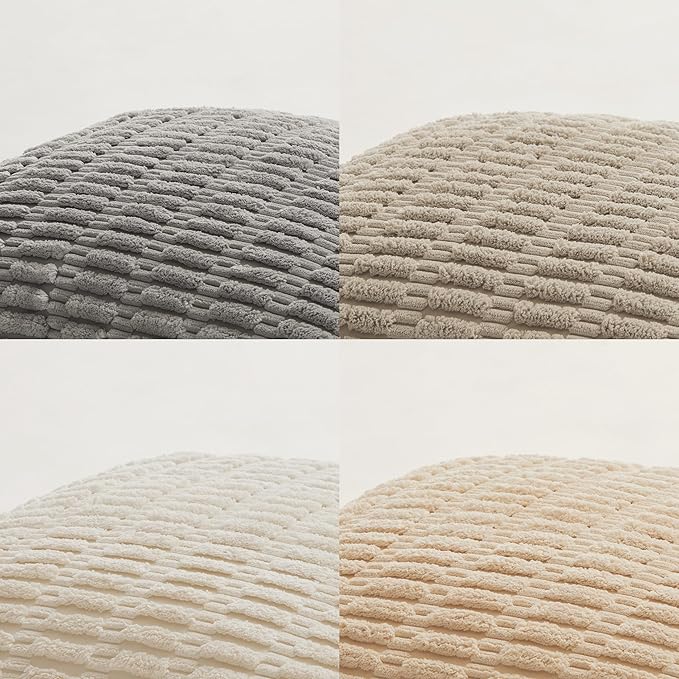 Fancy Homi 4 Packs Decorative Throw Pillow Covers for Living Room Couch Bed, Modern Farmhouse Boho Home Décor Accent Cushion Case, 24" x 24", Neutral
