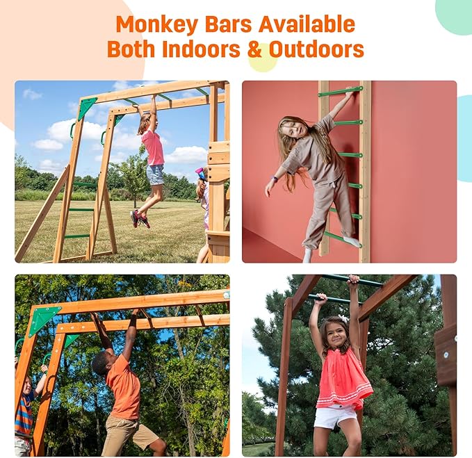 21 Inch Monkey Bars Kit Playground Monkey Bar Ladder Rungs for Backyard Indoor Outdoor Metal Monkey Bars Swing Set Playset Accessories (12 Pcs, Green)