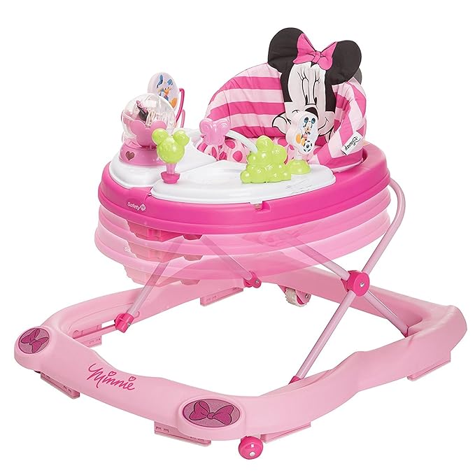 Disney Baby Minnie Mouse Baby Walkers and Activity Center, Pink Glitter Music and Lights Walker
