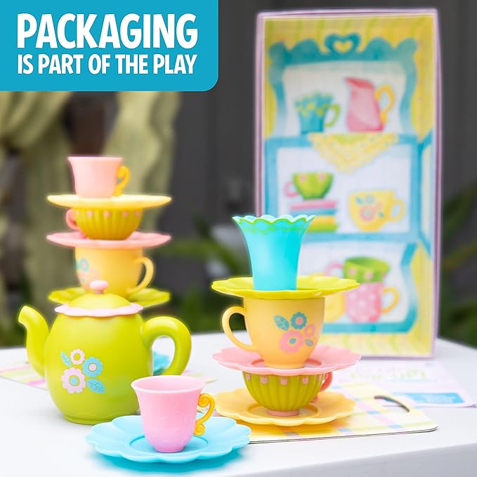 Educational Insights Teacup Pile-Up! Relay Game, Preschool Board Game, Easter Basket Stuffers for Kids, Gift for Kids Ages 4+