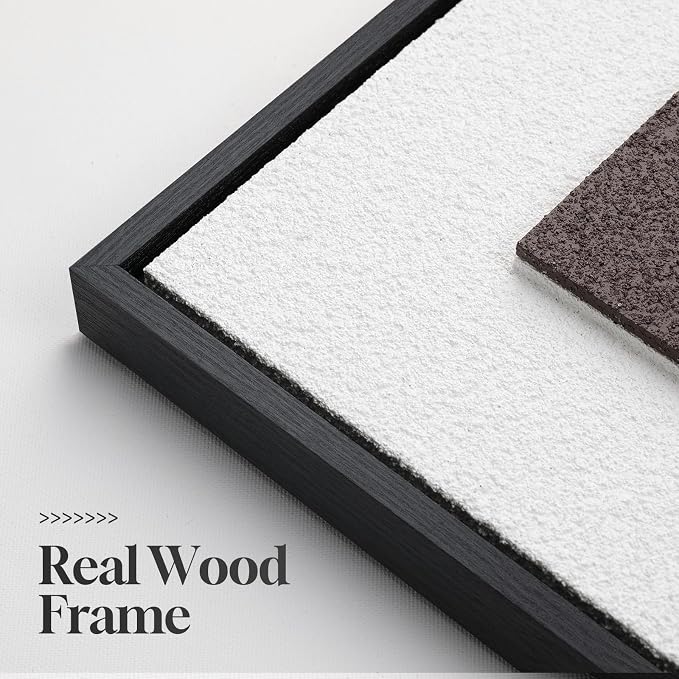 Large Framed 3D Textured Neutral Abstract Wall Art for Living Room, 3 Piece | Solid wood frames, texture paintings, modern artwork for walls, minimalist geometric pictures, wall decor for bedroom office