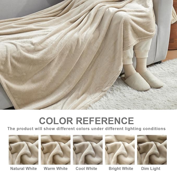 Hansleep Full Taupe Fleece Blanket, Soft Flannel Bed Blanket | Fuzzy Cozy Blanket 84x90 Inches, Multi-use for Bed, Sofa, Couch, Travel, Camping, All Season Warm Lightweight Cover