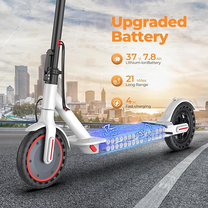 Maxshot Electric Scooter, 8.5" /10" /14" Tire, 16/19/22 Mph Top Speed, 12/16/21/27/28/49/50 Miles Long Range, Folding Escooter for Adults and Kids with Seat Bag, Dual Braking, Dual Suspension, App