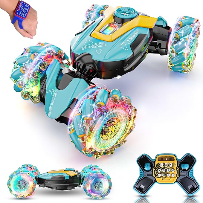 maxkes Gesture Sensing RC Stunt Car - Boys Toys Age 6-8-12, 4WD Hand Controlled Remote Control Twist Car with Light & Music, Cool Birthday Presents and Ideas Gifts for Kids Age 7 9 10 11 12 Years Old