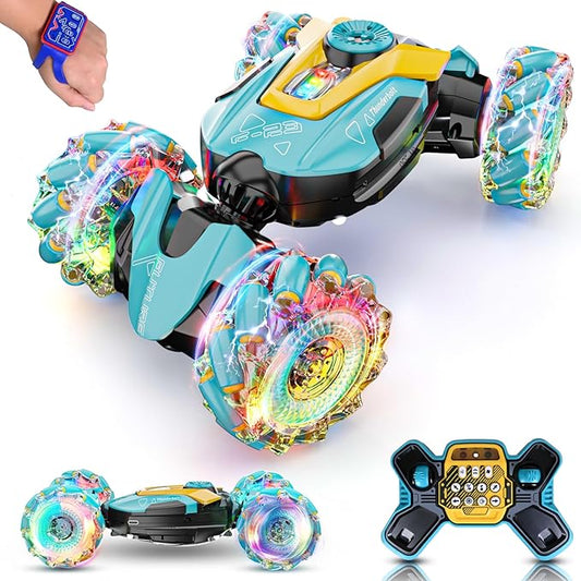 maxkes Gesture Sensing RC Stunt Car - Boys Toys Age 6-8-12, 4WD Hand Controlled Remote Control Twist Car with Light & Music, Cool Birthday Presents and Ideas Gifts for Kids Age 7 9 10 11 12 Years Old