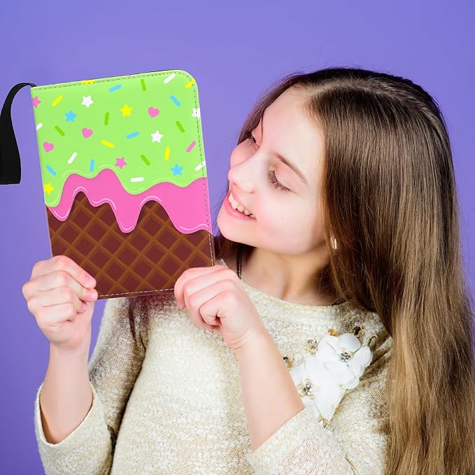 Cute Ice Cream Cake Card Binder for Girls, 400 Pocket Card Album Gifts, Ice Cream Donut Trading Game Card Holder Album for Standard Size Cards, Collectible Game Collection Case (Green)