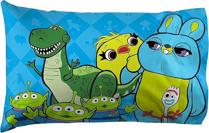 Jay Franco Kids Sheet Set with Fitted, Flat Sheets & Pillow Cover - Ultra-Soft Bedding with Pillowcase for Room Decor, White - Toy Story, 4 Piece Full