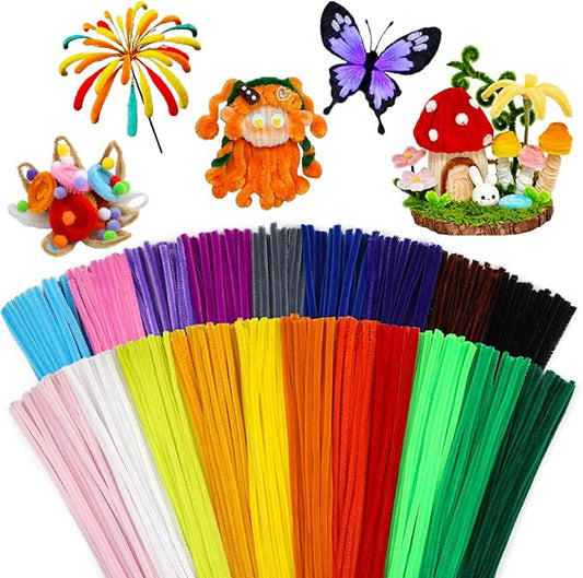 Iuuidu 200PCS Pipe Cleaners, 20 Color Pipe Cleaners Chenille Stem, Fuzzy Sticks Pipe Cleaners Craft Supplies for DIY Arts Crafts Project Assorted Colors