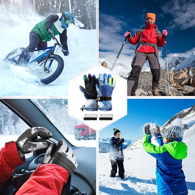 Ski Gloves,Snow Gloves,Waterproof Cold Weather Winter Gloves for Parent Boys Girls- Cycling, Driving, Running