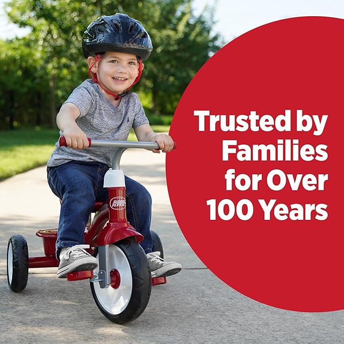 Radio Flyer Red Rider Trike for Ages 2.5–5, Three Wheel Toddler Bike, Kids Tricycle, Outdoor Riding Toy, Durable Steel Frame, Adjustable Seat, Classic Red, Amazon Exclusive