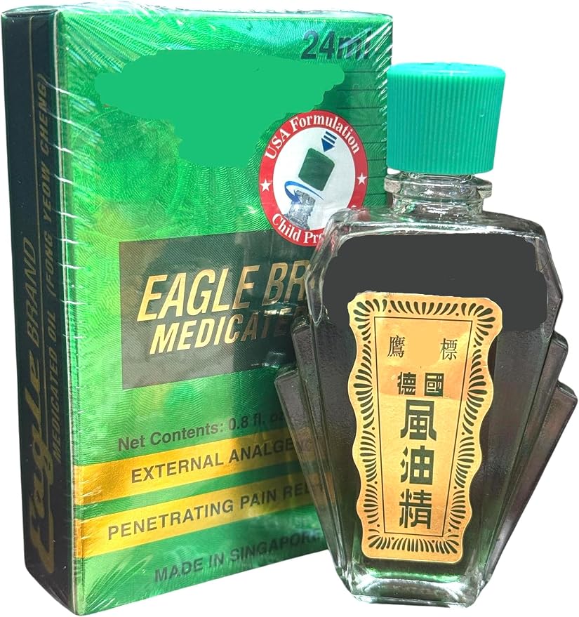 1 Pack - Green Essential Oil - 1 Chai Dau Xanh Con O - 24 mL per Bottle - Product of Singapore