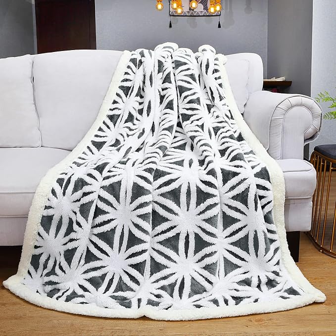 LOMAO Sherpa Fleece Blanket Gifts for Mom Dad Cozy Soft Throw Blanket for Women Men Birthday Gifts Dual Sided Couch Sofa Bed Blanket (Dark Grey, 90''x110'')