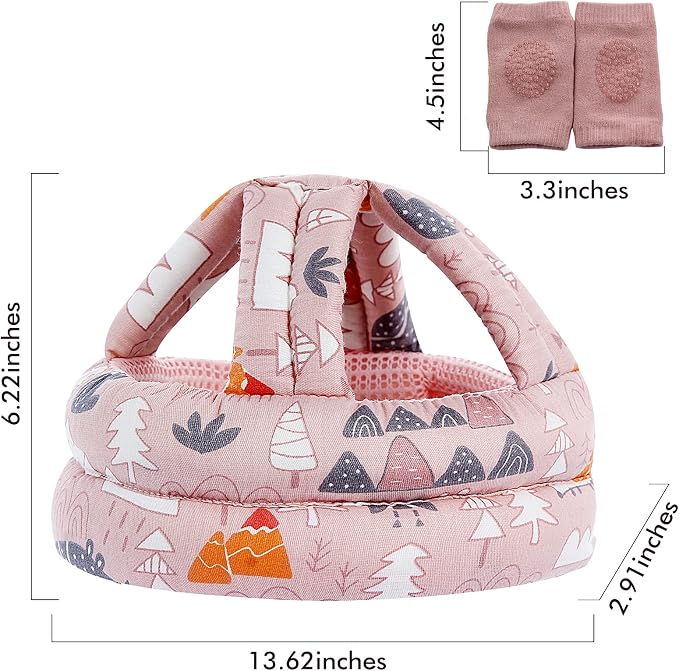 Baby Safety Helmet Infant Toddler Breathable & Adjustable Head Cushion Bumper Bonnet for Running Walking Crawling (Pink), BB-1003