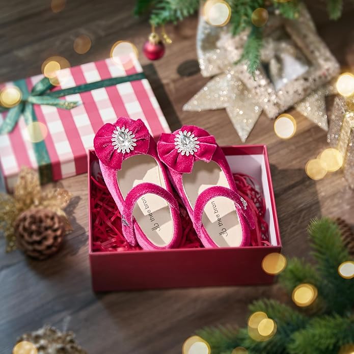 THEE BRON Mary Jane Ballet Flats - Girls' Dress Shoes with Hook & Loop Closure