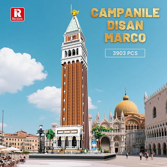 Architecture Building Set for Adults – Venice Landmark Tower St. Mark’s Campanile Model Kit, Creative Home Office Decor Toy, Great Gift Idea for Teens 14+