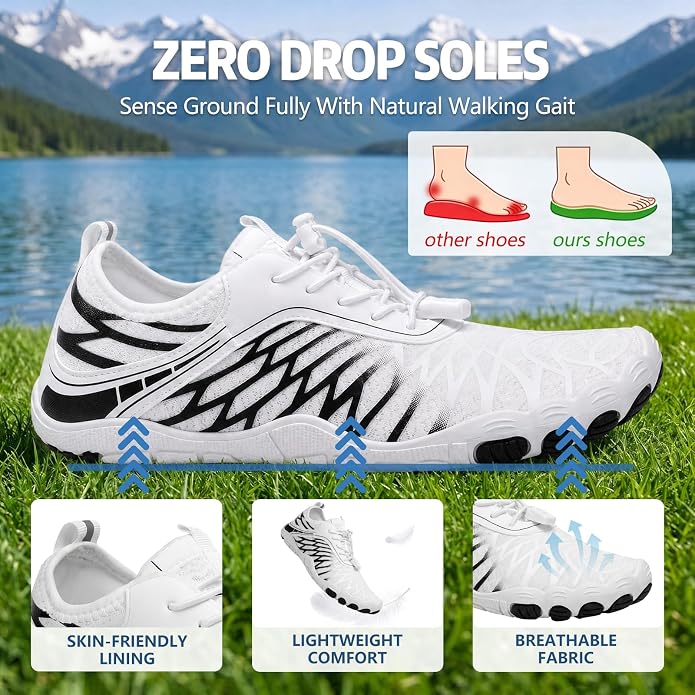 ELETON Barefoot Shoes Women Men Footwear, Wide Toe Box Hiking Zero Drop Non-Slip Quick-Dry River Boat Pool Beach Water Shoes, Lightweight Swimming Running Walking Sneakers Unisex