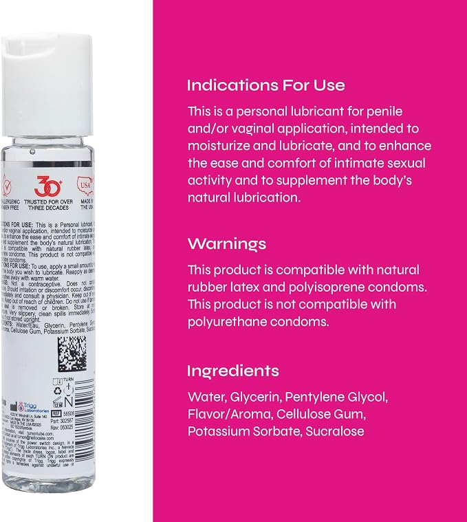Turn On 3-Pack Flavors Sampler Collection - Strawberry, Watermelon, and Cupcake Lubes for Men, Women, and Couples | Paraben-Free, Gluten-Free, Stain-Free, Travel-Friendly, 1 fl oz Each