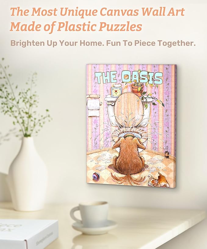 PieceRelax Puzzle Canvas Wall Art 366 Plastic Pieces for Adults - Gary Patterson - The Oasis - Unique Gift & Home Décor with Jigsaw Puzzle Artwork for Living Room Bedroom [HN1434]