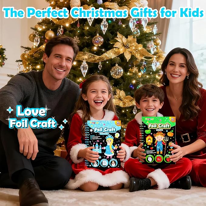 FUNNYB&G Foil Art Crafts for Kids Ages 4-8: Valentines Crafts for Kids 2026,Birthday Gift for Girls,Art and Crafts Supplies,Party Favors,Creative Toys for Girls Boys 4 5 6 7 8 9 Years Old (Winter)