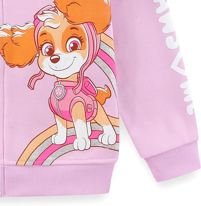 Paw Patrol Nickelodeon Skye Girls Zip Up Hoodie for Toddler and Big Kids