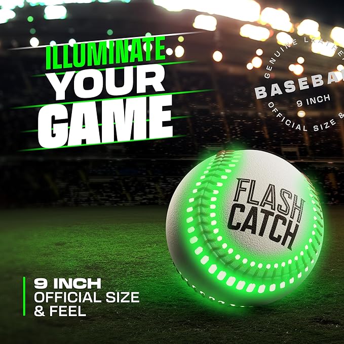 Rechargeable Light Up Baseball - Sports Gifts for Boys - Ball Accessories Gear Gift Ideas for Teenage Boy - Glow in Dark Balls - Cool Stuff for Teen Kids Age 8, 9, 10, 11, 12, 13, 14 Year