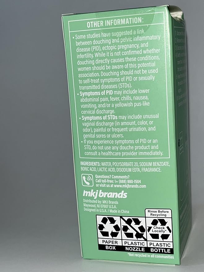 Odor Reducing Boric Acid Disposable Douche, pH Balanced, Paraben Free, Dye Free, 4.5 fl oz