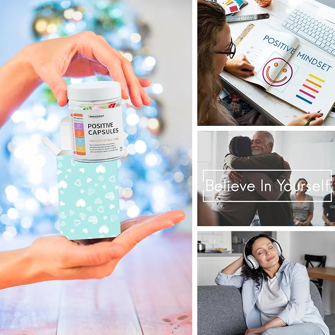 HIONXMGA Positive Messages in a Bottle (60+ Positive Affirmations), Self Care Gifts for Women Men, Daily Positivity Self Care Kit with Pre-Written Inspirational Messages for Relaxation Mindful Calm