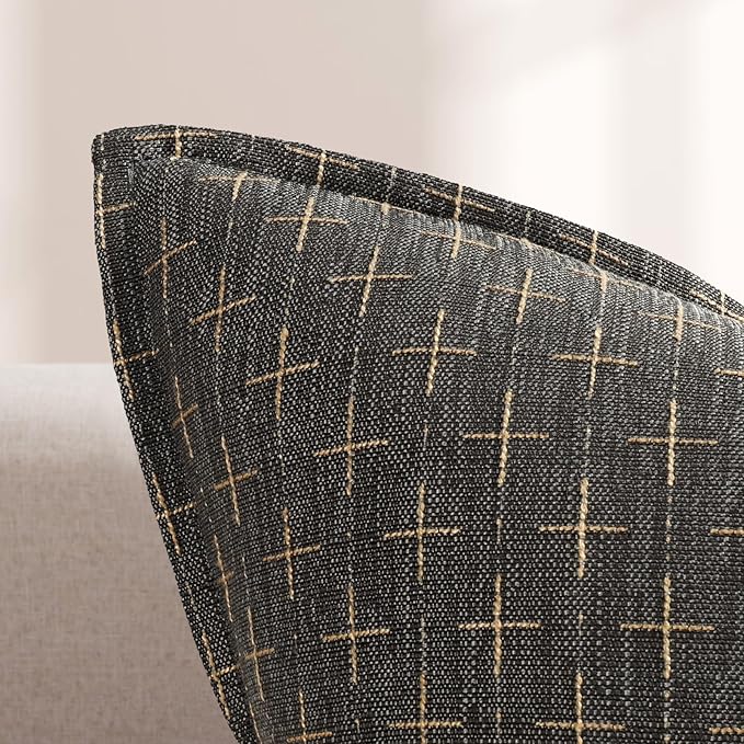 Pillow Covers 16x16 Set of 2 Soft Polyester Textured Pillow Covers with Stylish Flange Edge Cozy Farmhouse Throw Pillows for Couch Bed Sofa Living Room