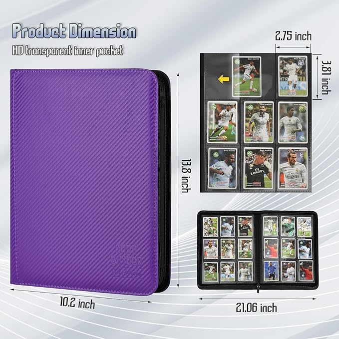 Trading Card Binder, Premium 9 Pocket Double Sided 540 Pocket PU Card Collection Binder, Collectible Trading Card Albums for MTG, TCG, Sport Card, Game Cards (Purple 1)