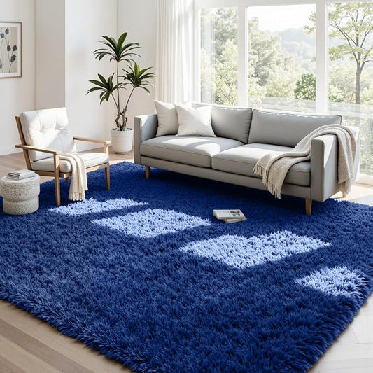 4x6 Area Rugs for Living Room Rug: Soft Fluffy Shag Blue Rugs for Bedroom, Non-Slip Large Fuzzy Plush Rug Indoor Floor Carpet for Nursery Kids Boys Girls Room, Dorms, Playroom, Modern Home Decor