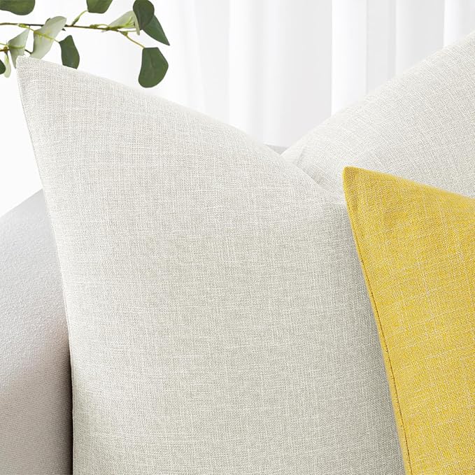 MIULEE Pack of 2 Decorative Linen Burlap Pillow Covers Farmhouse Boho Accent Pillowcases Modern Home Decor for Couch Sofa Bedroom Living Room 18x18 Inch Gray White