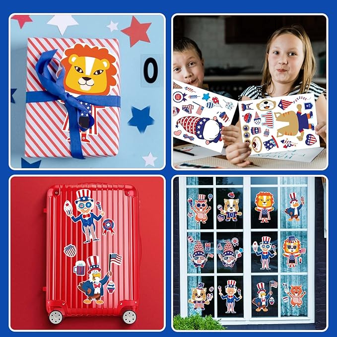 4th of July Sticker Make-a-face Stickers Patriotic Crafts Stickers for Kids, Independence Day Make Your Own Stickers, Fourth of July American Birthday, USA Clasroom Decoration, Memorial Day