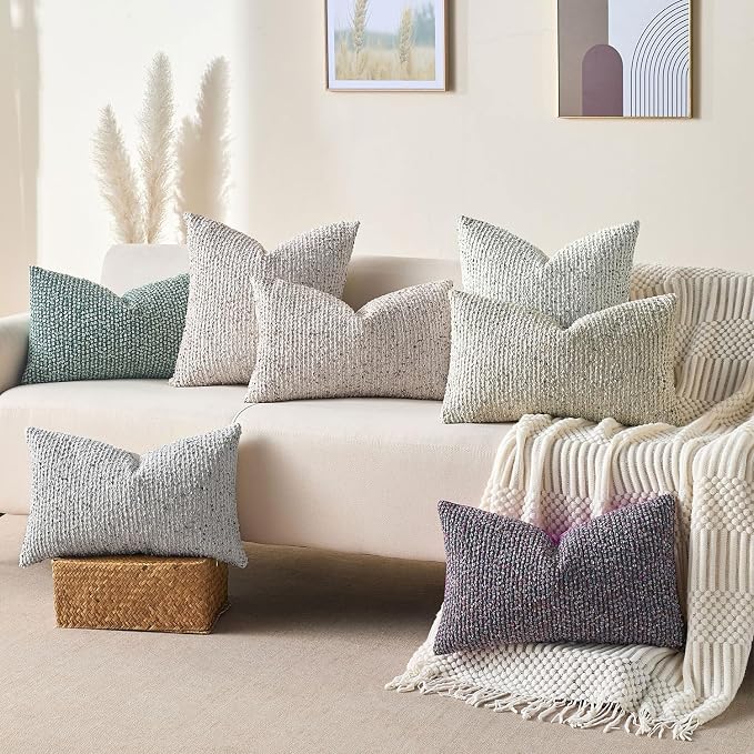 Allorry Soft Wool Decorative Throw Pillow Covers 26x26 Blue SY011C26 | Cozy Soft Touch,Neutral Textured Boho Cushion Covers for Modern Farmhouse Sofa Bedroom Living Room Decor
