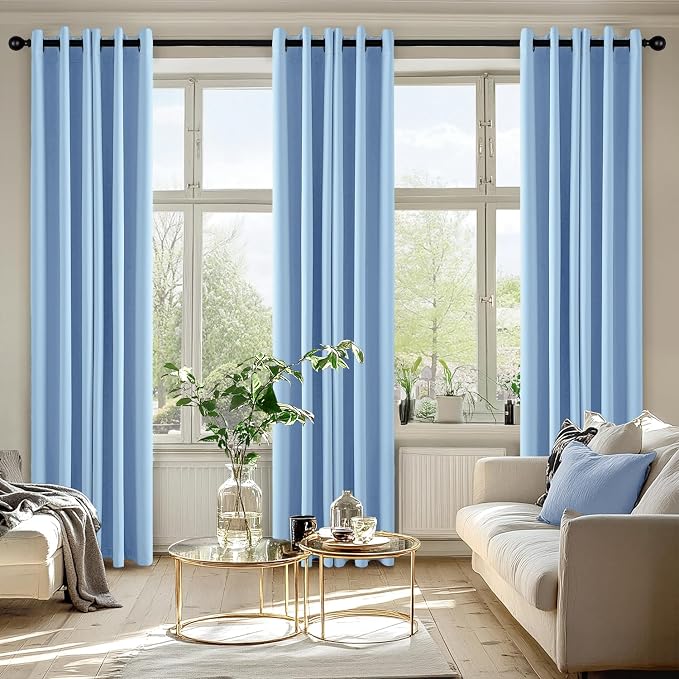 MIULEE Blackout Curtains for Bedroom 2 Panels 40 x 84 Inch Long Sky Blue | Thermal Insulated, Living Room Darkening Grommet Drapes, Noise Reducing, Light Blocking Window Treatments
