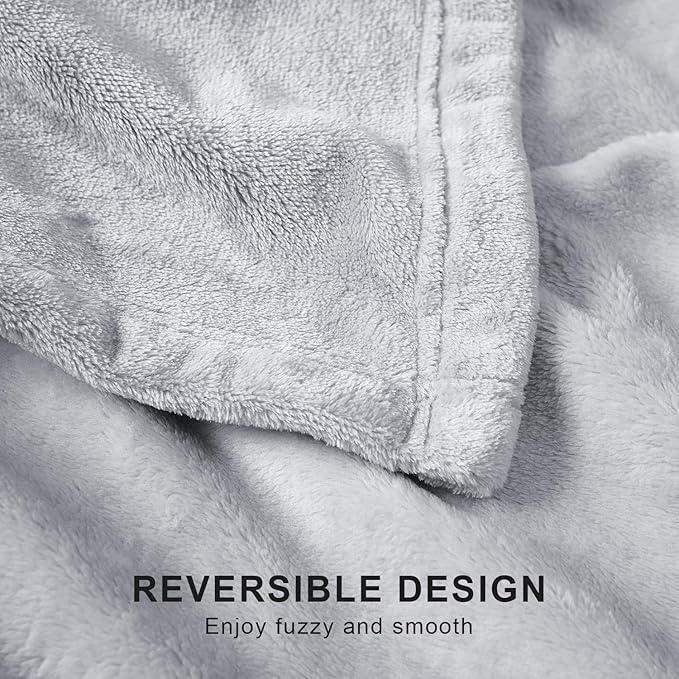 Hansleep Full Light Grey Fleece Blanket, Soft Flannel Bed Blanket | Fuzzy Cozy Blanket 84x90 Inches, Multi-use for Bed, Sofa, Couch, Travel, Camping, All Season Warm Lightweight Cover