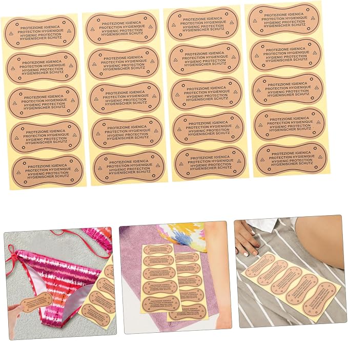 100pcs Female Adhesive Stickers for Swimsuit Protection Leakproof Swimwear Liners Soft Gentle Decals for Comfort Swimming Inserts for Women Bulk Pack Light Brown