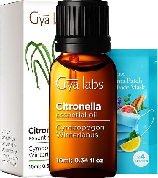 100% Pure Citronella Essential Oil - 0.34 Fl Oz - Citronella Oil for Hair, Skin, Diffuser, Aromatherapy & DIY Candle Making Scent