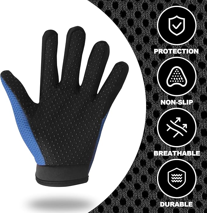 Kids Dirt Bike Gloves, Kids & Youth Power Sports Riding Gloves for Motorcycle, BMX, Mountain Bike, ATV, Full Finger Children Gloves for Outdoor Sports Cycling Camping Fishing