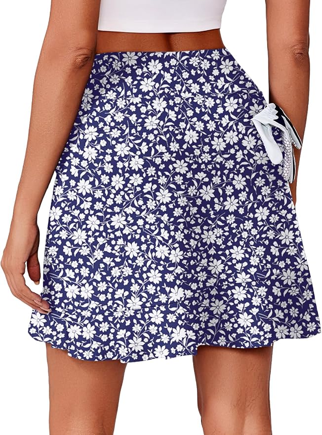 PINSPARK 18" Golf Skorts for Women with 6 Pockets Ruffle Athletic Skort | Above the Knee,High Waist,UPF 50+,4-way Stretch,Lightweight,Ruffle Hem,Tennis,Casual,Work,Pickleball
