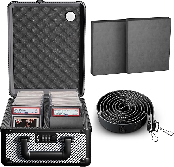 Graded Card Storage Box - Lockable PSA Slab Case for Graded Cards, Baseball and Sports Card Case, Baseball Storage Box Holds 80 Slabs or 320 Toploaders Fits BGS SGC, Fits Popular Trading Cards
