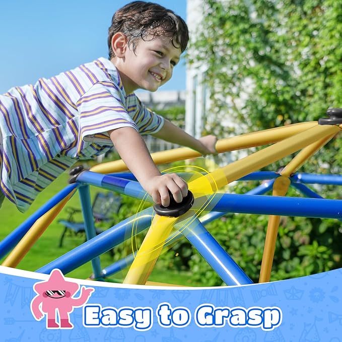Zupapa 6FT Climbing Dome for Kids 3-8, Jungle Gym for Indoor and Outdoor, Geometric Dome Climber Supporting 750 LBS Anti-Rust Metal Play Structure, Play Equipment for Kids (Blue, 6FT)