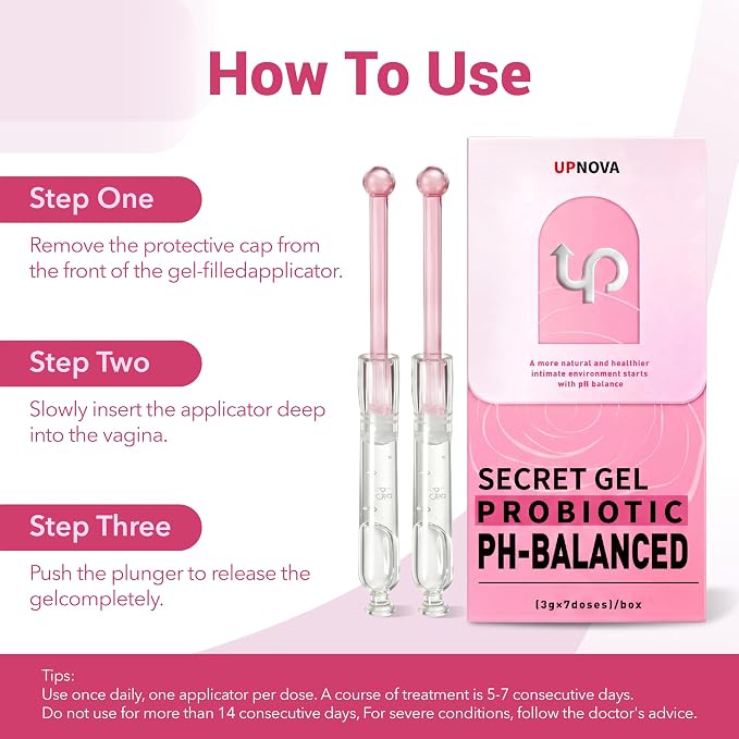 Intimate Care Gel, Vaginal Probiotics Applicator, pH Balance, Yeast Infection and BV Care, Dryness & Odor Relief, 1Box x 7 Pre-Filled Applicators