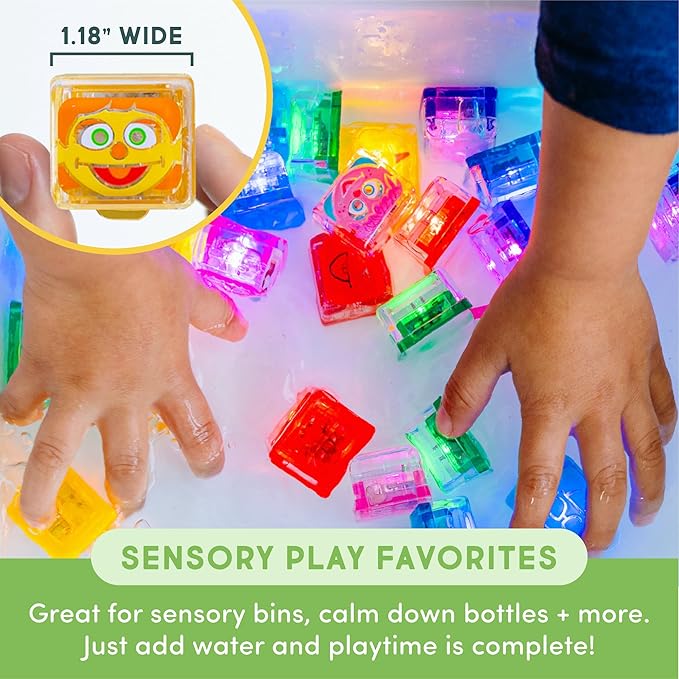 Glo Pals x Sesame Street Water-Activated Light-Up Cubes Bundle for Sensory Play - 12 Packs (Sunny Days are Here) - Valentine Day Gift