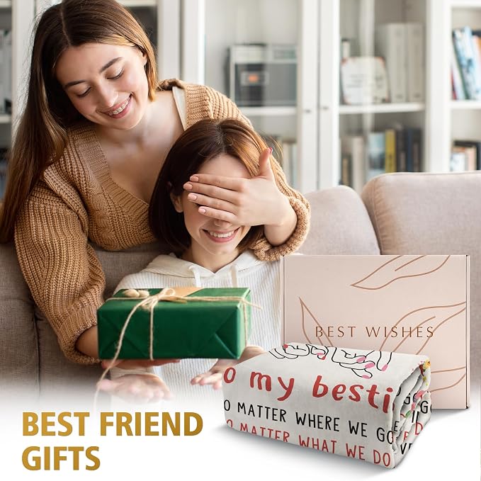 Best Friend Birthday Gifts for Women, Bestie Blanket White, 60" x 50" | Friendship Gifts for Women, Best Friend Blanket Gift, to My Bestie Flannel Throw Blanket for Christmas